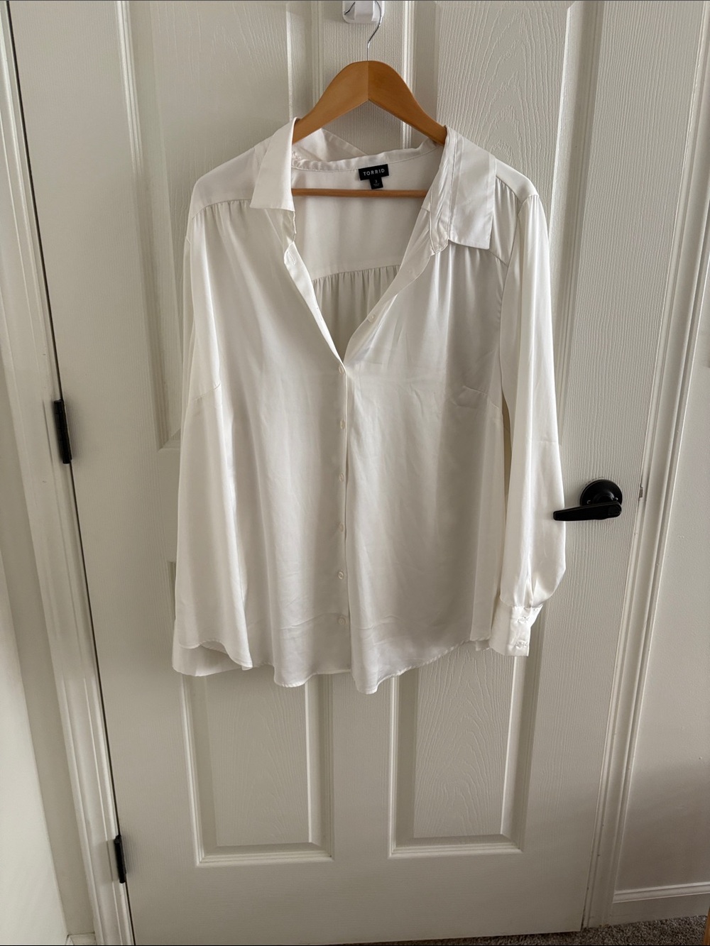Ivory satin-like button down